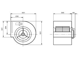 Technical Drawing - Kruger Centrifugal Fan KDD12/12 709W6P-1 3S