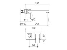 Quatro Solid Bath Mixer with Backplate 240mm Outlet Chrome