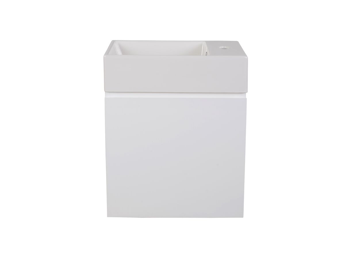 Posh Solus Powder Room Vanity Unit Wall Hung Right Hand Basin 1 Taphole White