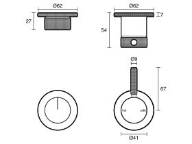 Technical Drawing - Milli Etch Shower Mixer Tap with Diverter