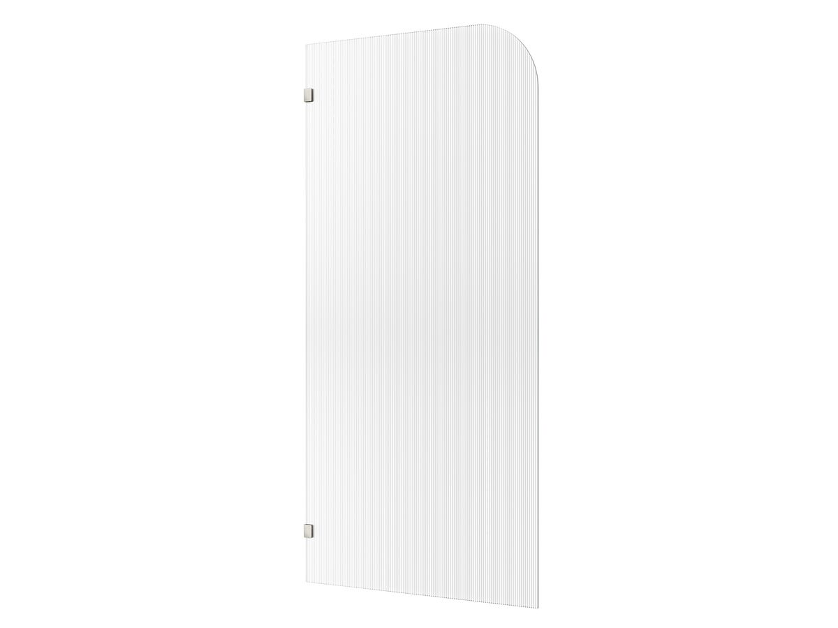 Hero - Kado Lux Frameless Curved Left Fluted Panel with Wall Clips 1000mm Brushed Nickel