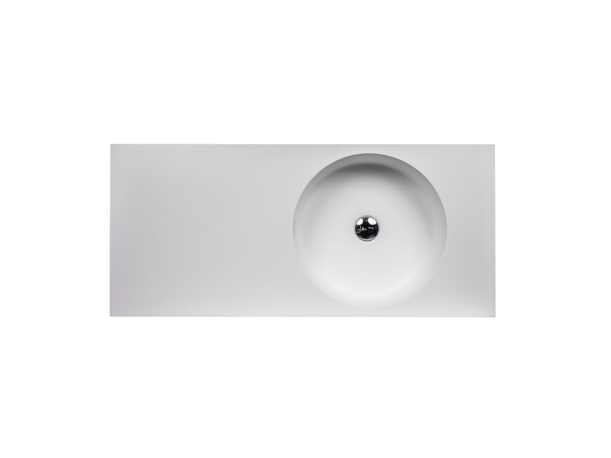 Omvivo Neo Solid Surface Wall Basin Right Hand Bowl No Taphole 1000mm White