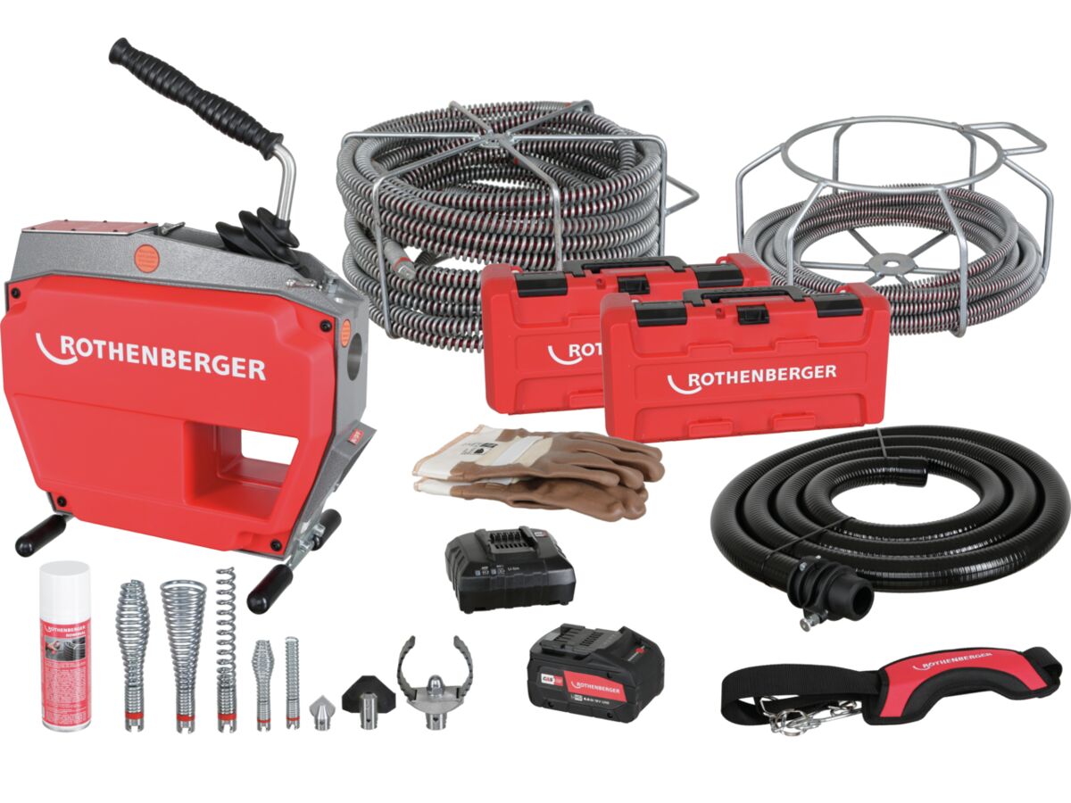 Rothenberger Battery R600 CL Sectional Drain Cleaner Set (includes