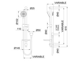 Posh Solus MKII 5 Function Rail Shower Kit Chrome (3 Star)