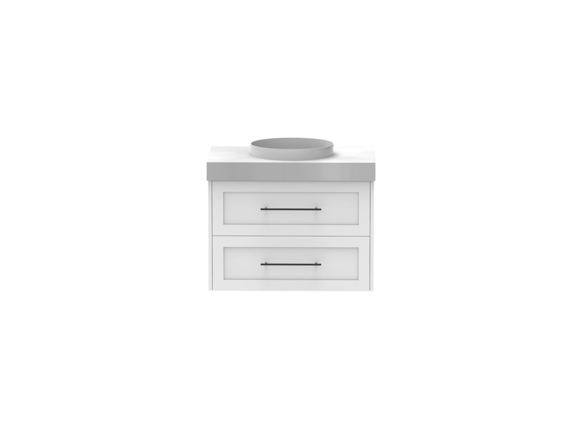 Kado Lux Drawer Vanity Unit Wall Hung 750 Centre Bowl Statement Top 2 Drawers (No Basin)