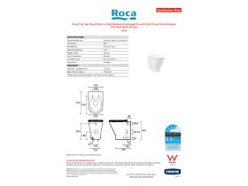 Specification Sheet - Roca The Gap Round Back to Wall Rimless Overheight Pan with Soft Close Quick Release Thin Seat White (4 Star)