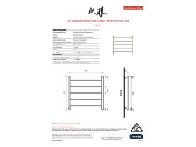 Specification Sheet - Milli Mood Edit Heated Towel Rail 800 x 800mm Brushed Gold