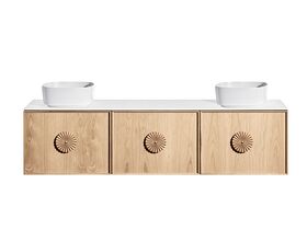 ISSY Adorn Above Counter or Semi Inset Wall Hung Vanity Unit with Three Drawers & Internal Shelves with Petite Handle 130