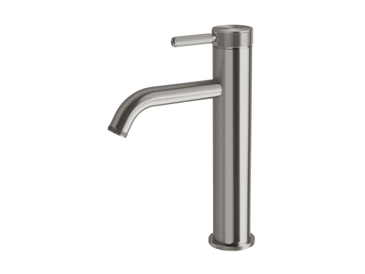 Hero - Milli Etch Medium Height Basin Mixer Tap Brushed Gunmetal (6 Star)