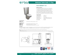 Specification Sheet - Ambulant WC Toilet Suite and Seat S Trap Stainless Steel (3 Star)
