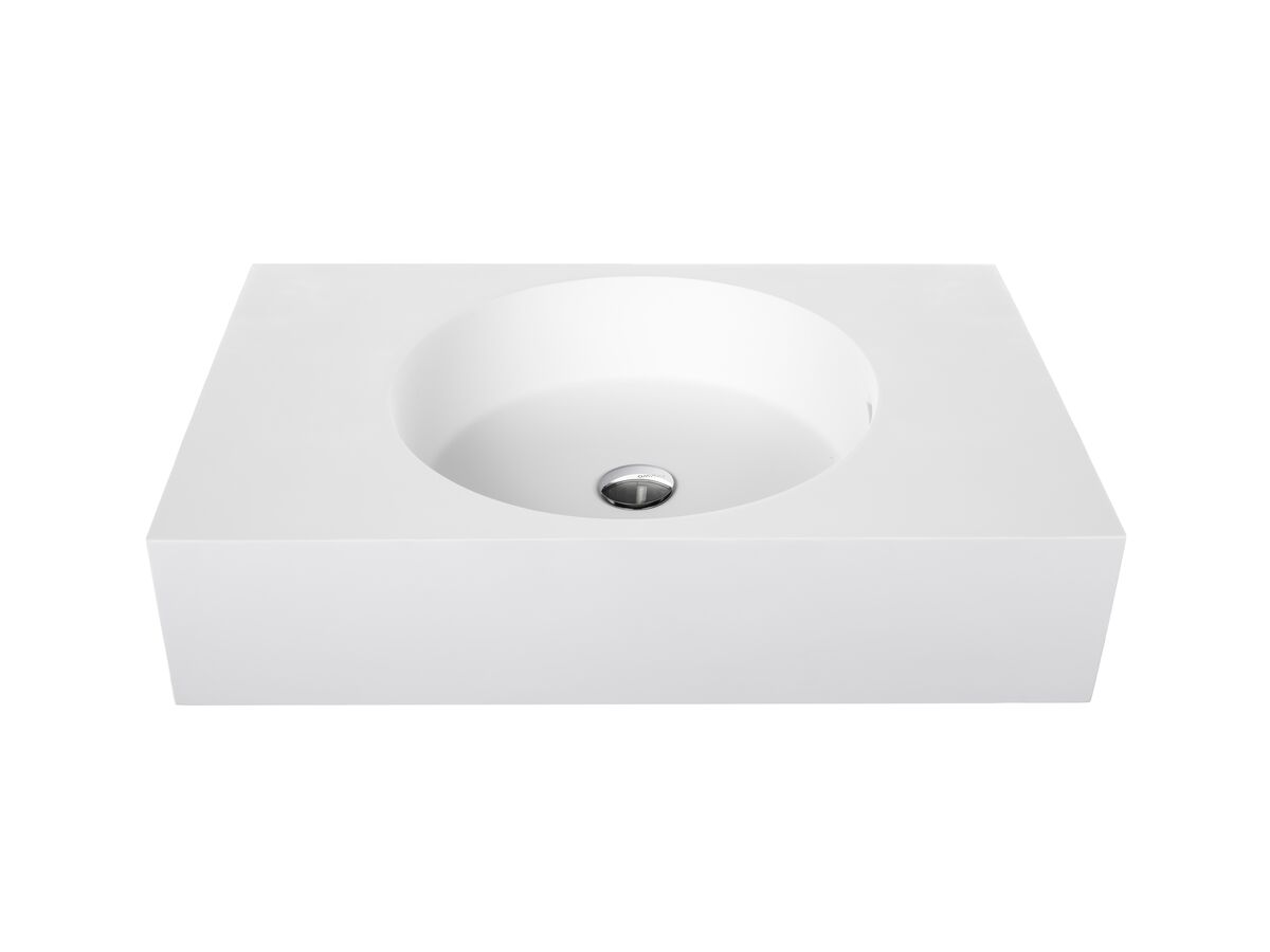 Omvivo Neo Solid Surface Wall Basin Centre Bowl No Taphole 700mm White