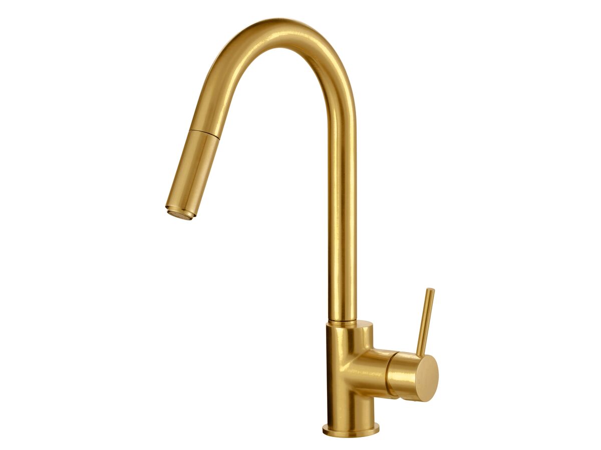 Mizu Drift MK2 Gooseneck Pull Out Sink Mixer Tap Brushed Gold (4 Star