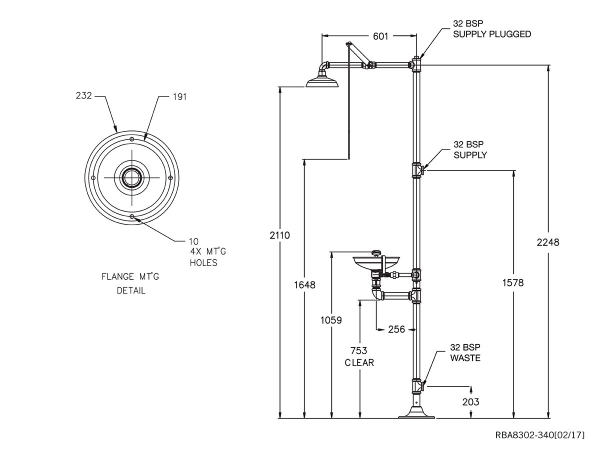 RBA Combination Emergency Eyewash/Shower