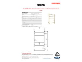 Specification Sheet - Mizu Drift MK2 550 x 800mm Heated Towel Rail Only (Less Transformer) Brushed Brass