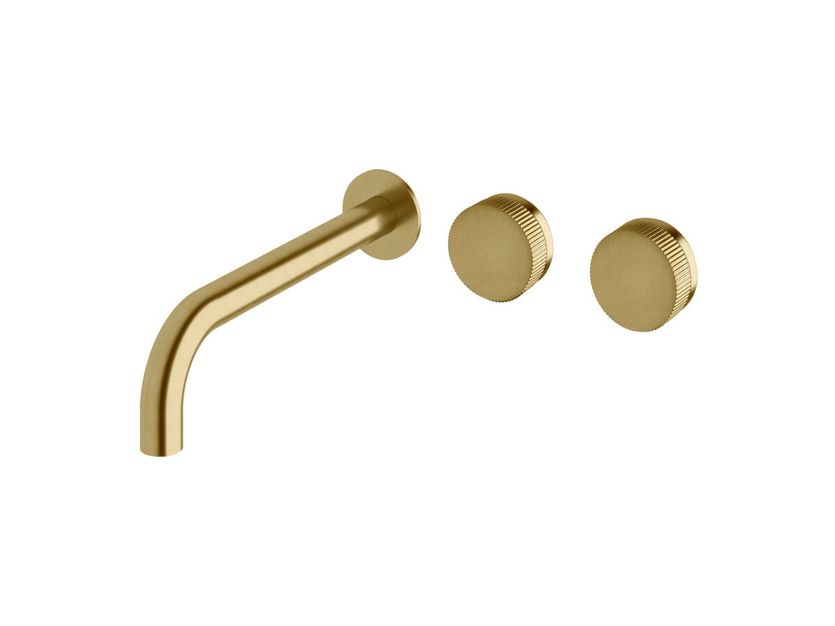 Milli Pure Wall Basin Hostess System 250mm Right Hand with Linear Textured Handles PVD Brushed Gold (3 Star)