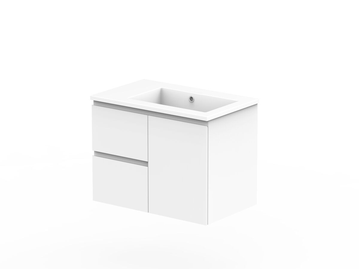 Posh Domaine Conventional 750mm Wall Hung Vanity Cast Marble Right Hand Basin