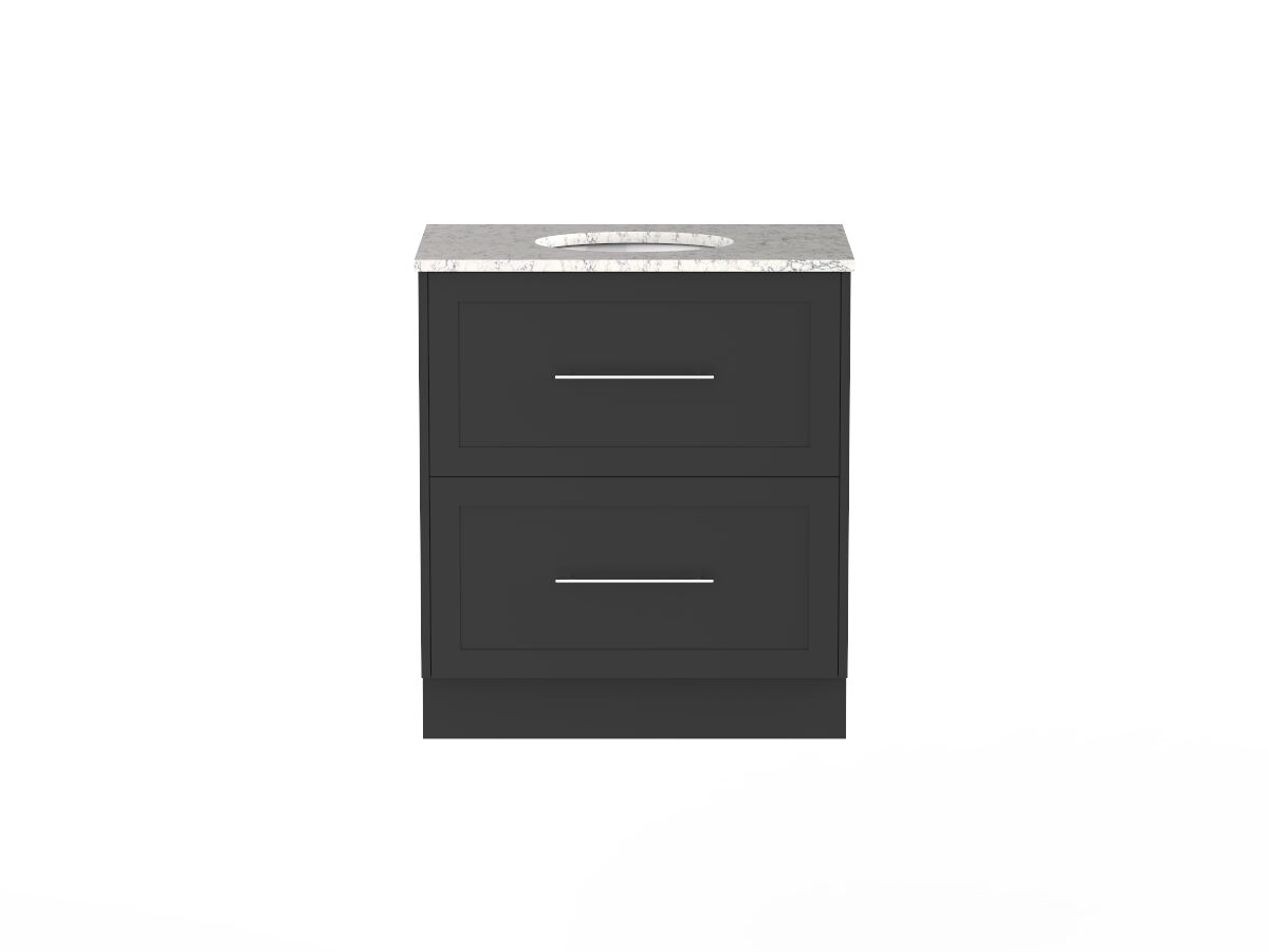 Kado Lux 750mm Vanity Unit with Kick Caesarstone Centre Bowl 2 Drawers (No Basin)