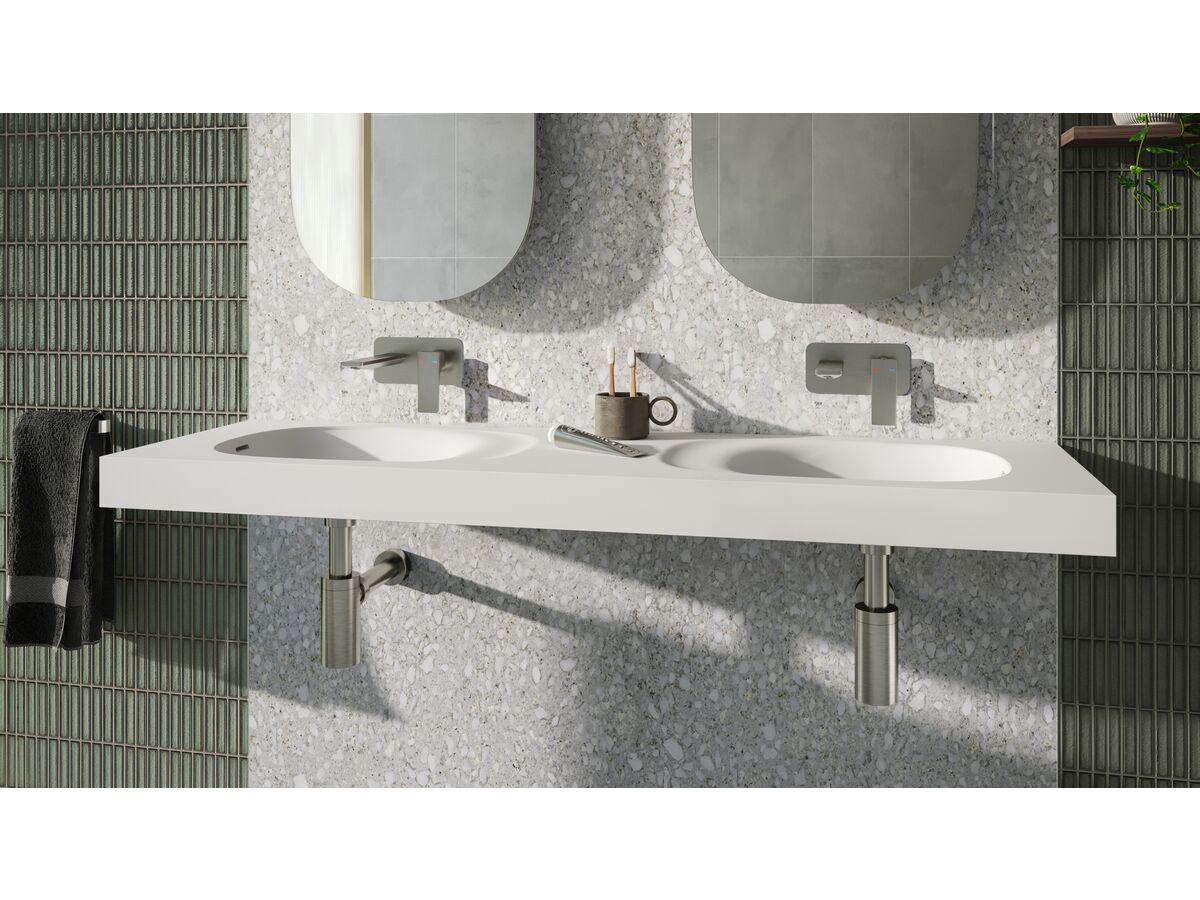 Milli Zato Basin Wall Mixer Set Brushed Nickel