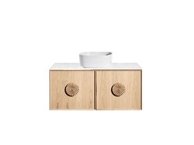 ISSY Adorn Above Counter or Semi Inset Wall Hung Vanity Unit with Two Doors & Internal Shelf with Grande Handle 37
