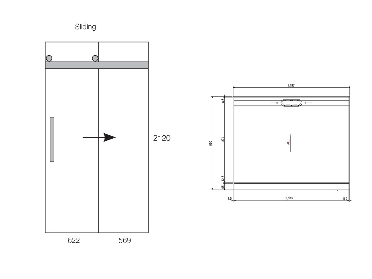 Glacier 3 Sided 1200 x 900 Alcove Shower Tray & Sliding Screen from Reece