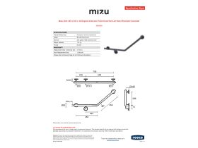 Specification Sheet - Mizu Drift 450 x 450 x 40 Degree Ambulant Toilet Grab Rail Left Hand Brushed Gunmetal