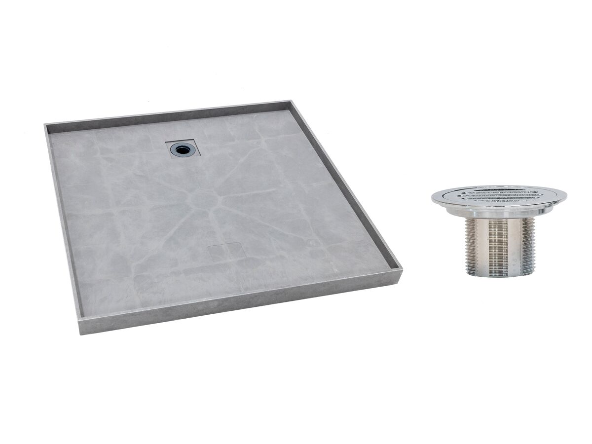 Posh Solus Tile Over Shower Tray with Rear Stainless Steel Round Floor Waste 900mm x 900mm