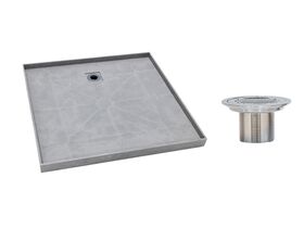 Posh Solus Tile Over Shower Tray with Rear Stainless Steel Round Floor Waste 900mm x 900mm