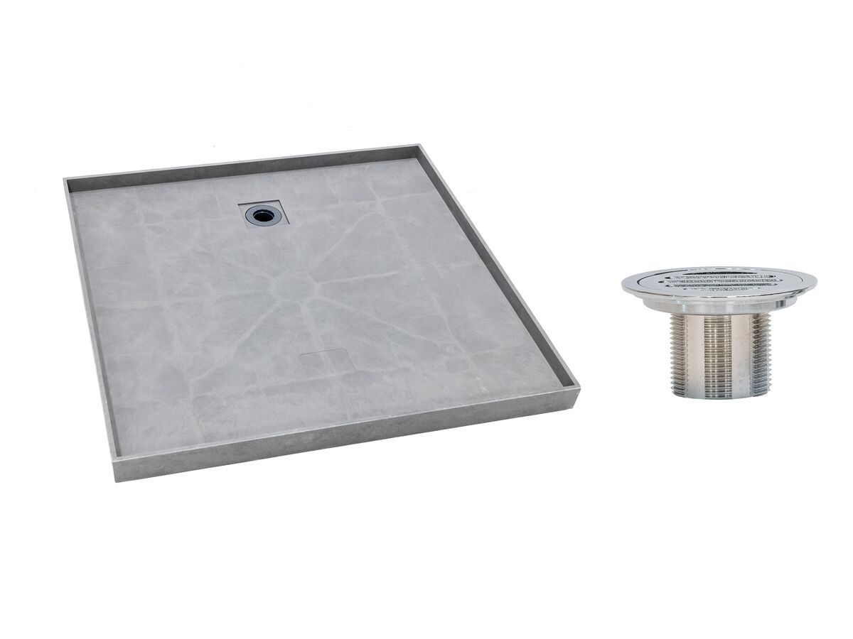 Posh Solus Tile Over Shower Tray with Rear Stainless Steel Round Floor
