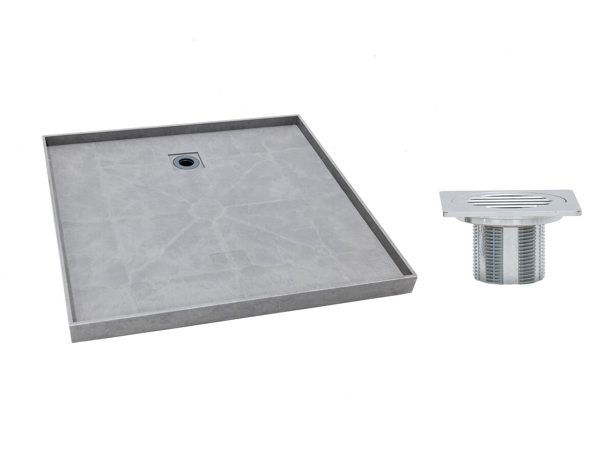 Posh Solus Tile Over Shower Tray with Rear Stainless Steel Square Floor Waste 1200mm x 900mm