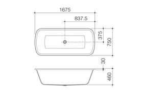 Caroma Urbane 1675 Island Bath Rectangular Oval Acrylic White