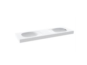 Kado Lussi 1500mm Double Wall Basin with Overflow No Taphole Matte White Solid Surface