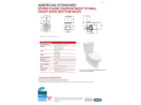 Technical Guide - American Standard Studio Close Coupled Back to Wall Bottom Inlet Toilet Suite with with Soft Close Quick Release White/ Chrome