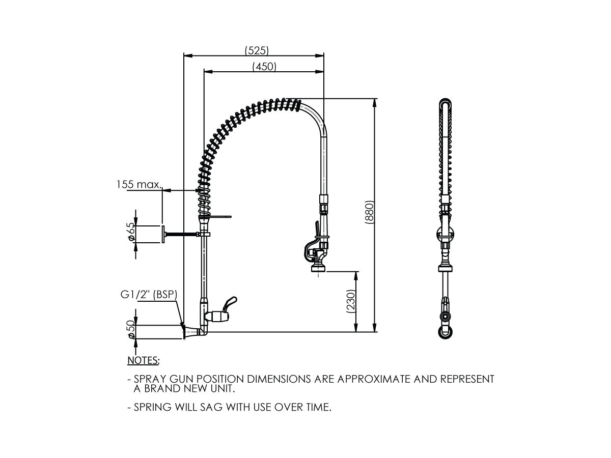 Enware Pre-Rinse Wall Mount Pre Mix Assembly (6 Star)