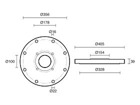 Dimax Mild Steel Offtake Flange PN16 B7 250mm x 100mm