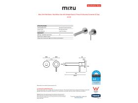 Specification Sheet - Mizu Drift Wall Basin / Bath Mixer Set with Straight Spout 2 Piece Kit Brushed Gunmetal (6 Star)