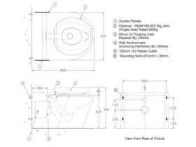 RBA Baraitric Toilet P or S Trap Front or Rear Fixed Stainless Steel Bowl White Exterior 3 Star