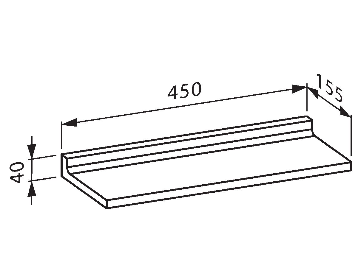 LAUFEN Kartell Wall Mounted Shelf 450mm x 155mm x 40mm Tangerine Orange from Reece