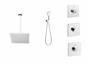 American Standard EasySET Thermo Controller + Square Overhead + Cygnet Hand Shower Chrome (3 Star)