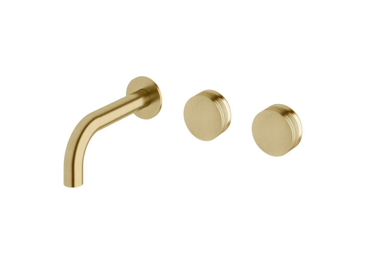 Milli Pure Wall Basin Hostess System 160mm Right Hand with Cirque Textured Handles PVD Brushed Gold (3 Star)