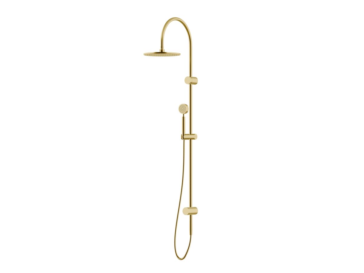 Milli Mood Edit Twin Rail Shower 250mm Curved with Top or Bottom Rail Water Inlet PVD Brushed Gold (3 Star)