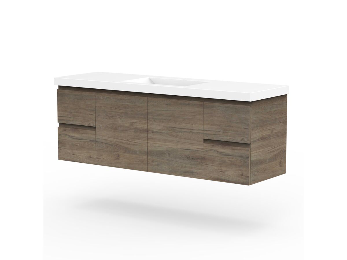 ADP Medina Vanity Unit Wall Hung 2 Door 4 Drawer Single Bowl 1500mm