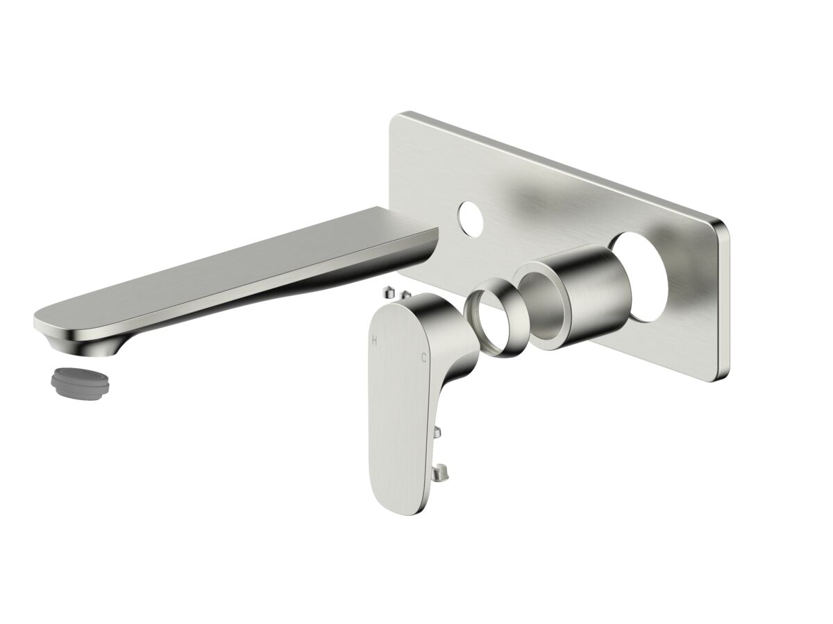 Hero - Mizu Silk Wall Basin/Bath Mixer Tap Set Trimset 188mm Brushed Nickel (6 Star) Lead Free