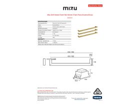 Specification Sheet - Mizu Drift Heated Towel Rail 630mm (Triple Pack) Brushed Brass