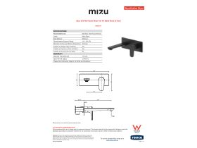 Specification Sheet - Mizu Silk Wall Basin Mixer Set Kit Matte Black (6 Star)