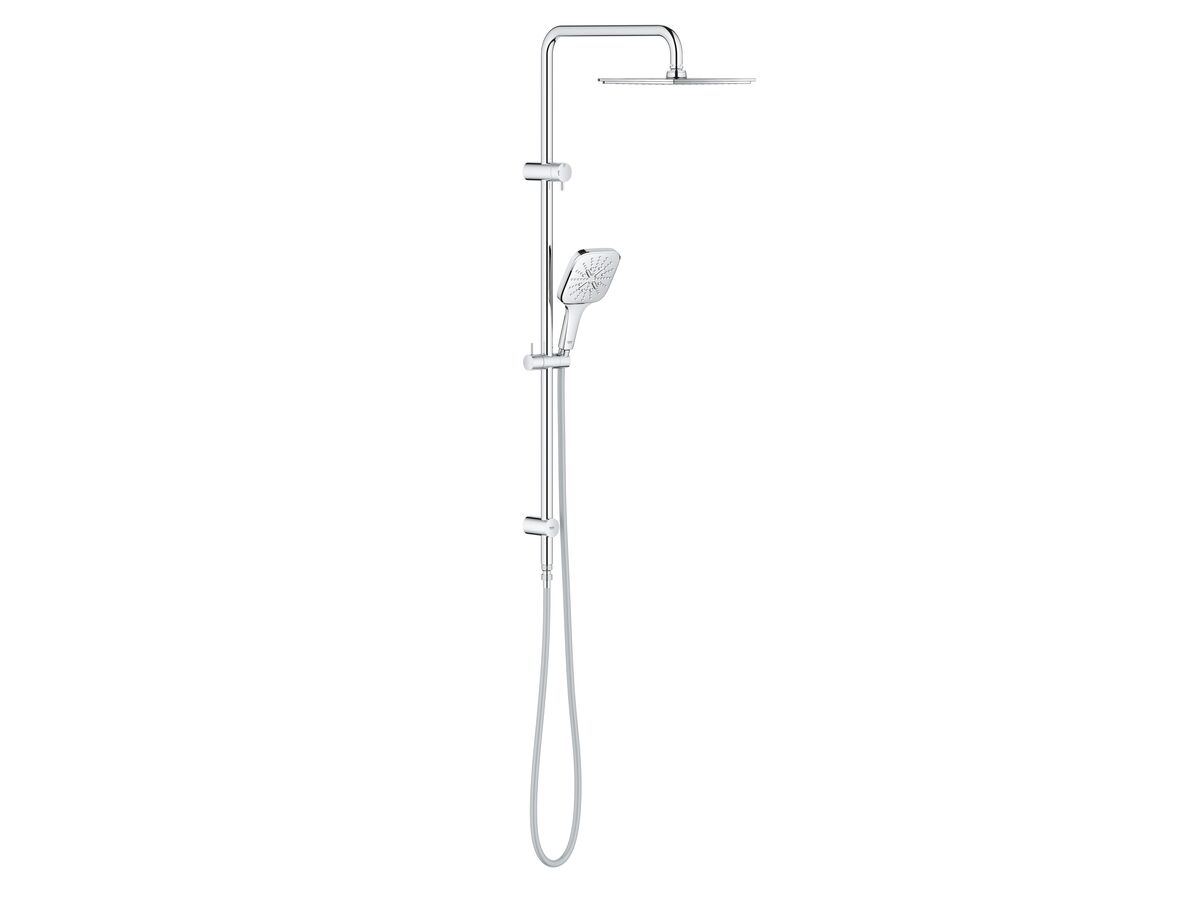 GROHE Rainshower SmartActive Twin Rail Shower Square with Top Rail Water Inlet Chrome (3 Star