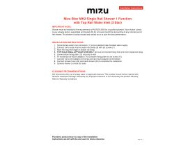 Installation Instructions - Mizu Bloc MK2 Single Rail Shower 1 Function with Top Rail Water Inlet (3 Star)