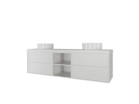 Kado Aspect 1800mm Wall Hung Vanity Unit With Shelf Double Bowl Caesarstone Top