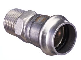 >B< Press Stainless Steel Male Straight Connector 22mm x 1/2""