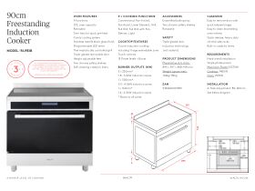 Specification Sheet - Inalto Freestanding Induction Hob Oven 900mm Stainless Steel