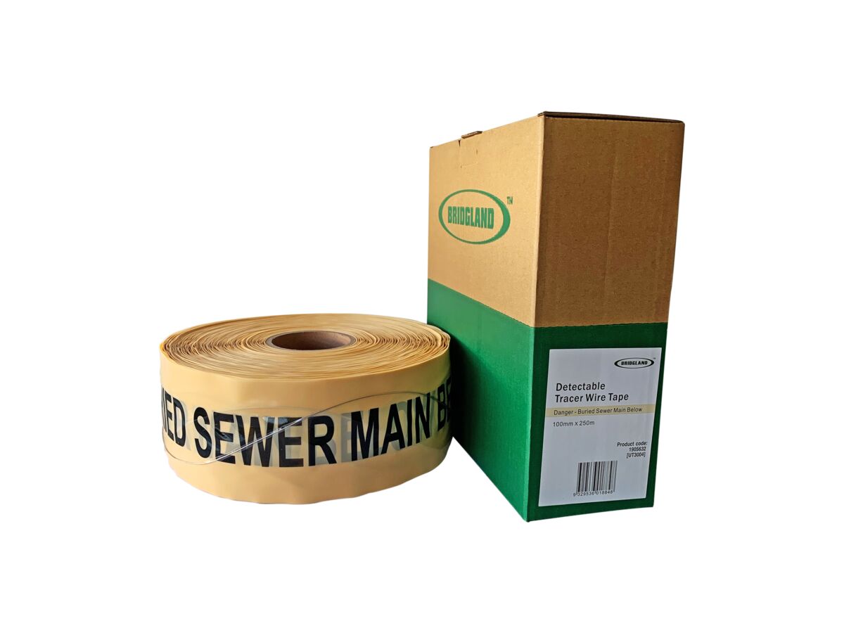 Bridgland Detectable Tape Sewer Main 100mm x 250mtr from Reece